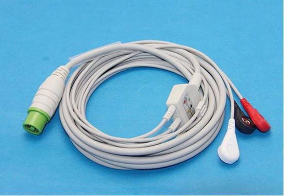 Fukuda Denshi DS5100 3lead Ecg Cable,IEC/AHA,clip/Snap