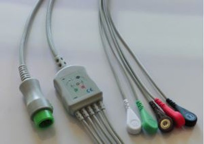 "Mindray" ECG kabelis 12 jungčių jungtis "BeneView T5", "T8", "5lead" ECG kabelis su "Snap" / "Clip", AHA / IEC